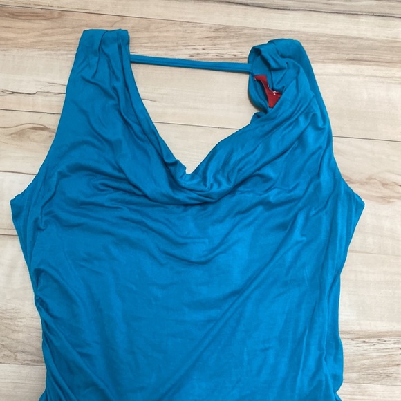 NWT RED Saks Fifth Avenue Womens M Teal Dress. So comfy and flattering. - Picture 10 of 12